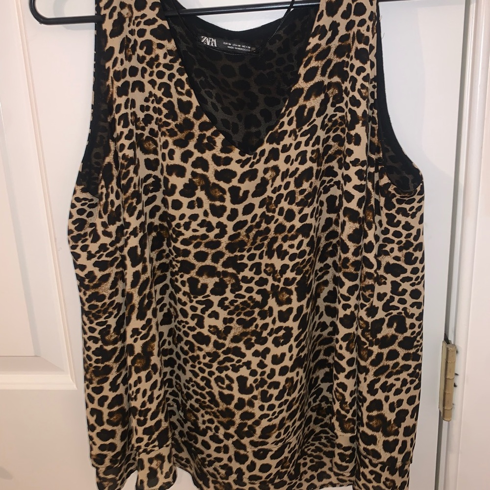 Zara chiffon leopard print sleeveless top